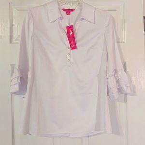 NWT Lilly Pulitzer XS ruffle sleeve shirt